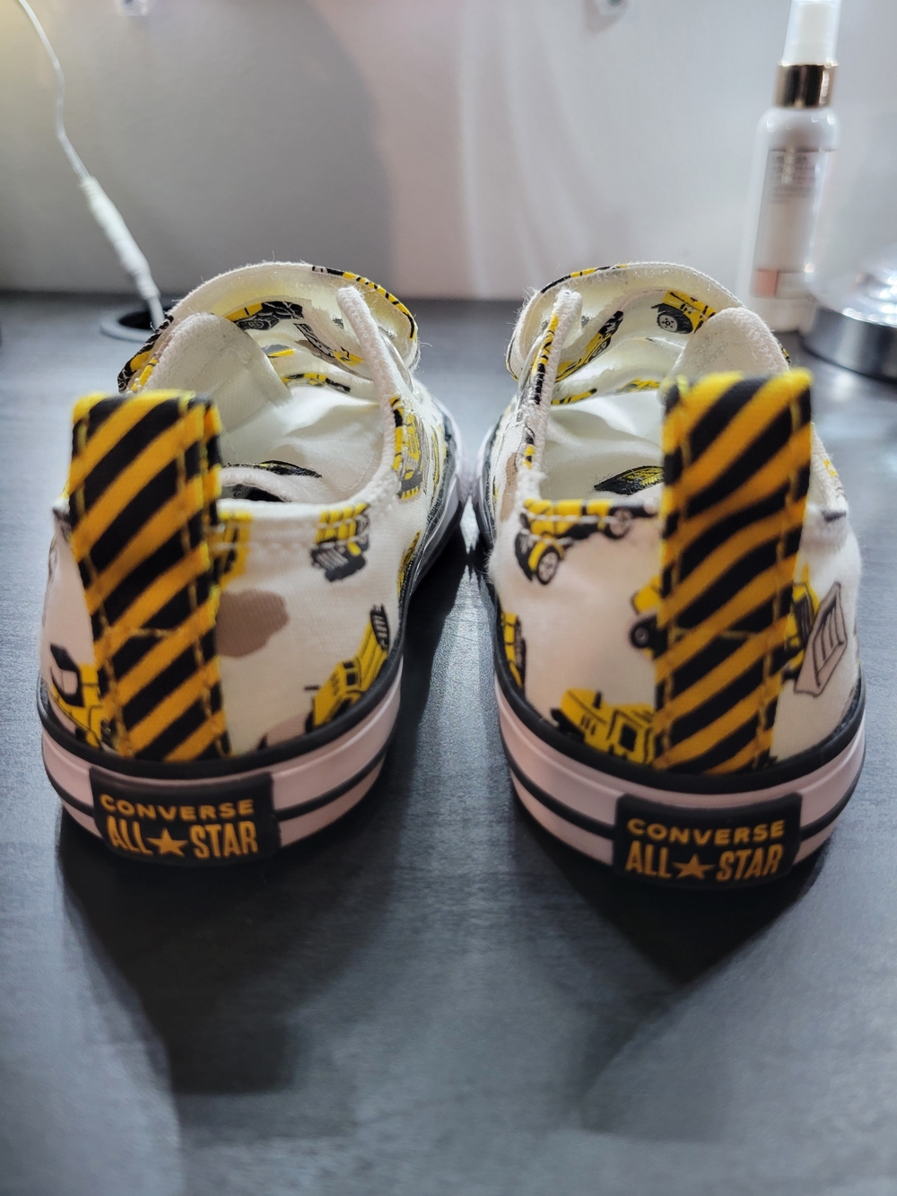 Converse White and Yellow Construction Print Toddler Sneakers - Picture 3 of 6